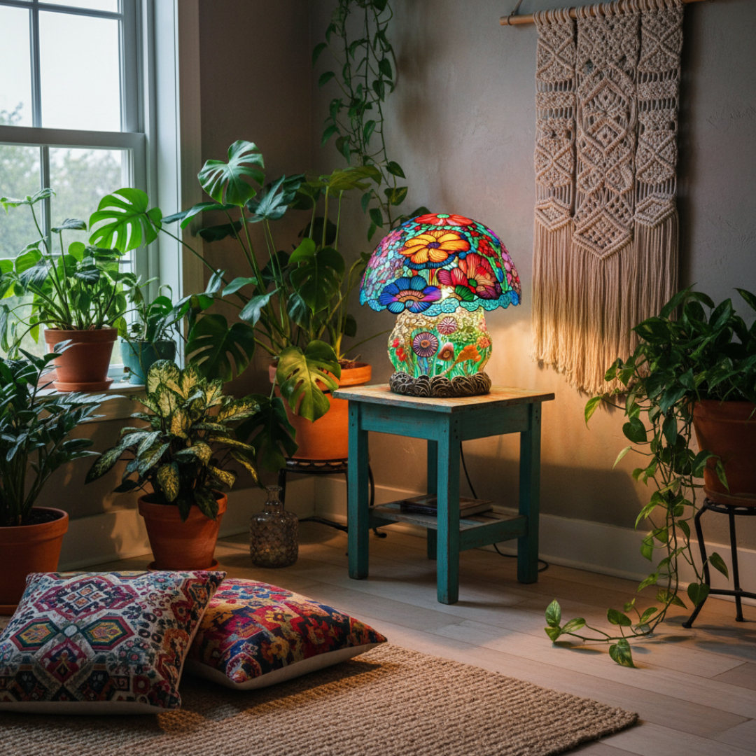 Osvětlená houbová lampa